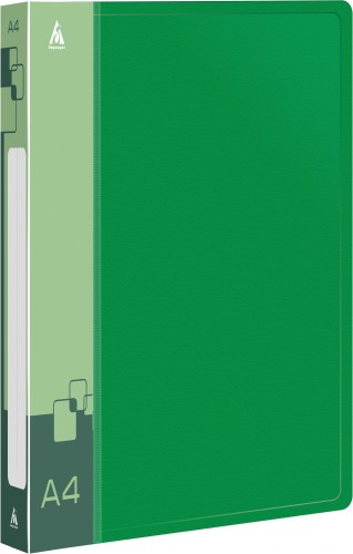 Папка на 2-х D-кольцах Бюрократ -0840/2DGRN A4 пластик 0.8мм кор.40мм внутр. с вставкой зеленый