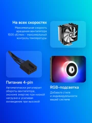 Устройство охлаждения(кулер) ID-Cooling SE-214-XT RGB Soc-AM5/AM4/1200/1700/1851 черный/белый 4-pin 16-27dB Al+Cu 180W 810gr Ret