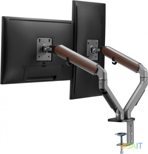 Кронштейн для мониторов Ultramounts UM735WD серый/коричневый 17"-27" макс.7кг крепление к столешнице поворот и наклон