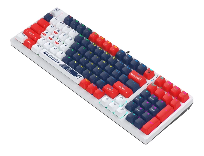 Клавиатура A4Tech Bloody S98 механическая синий/белый USB for gamer LED (SPORTS NAVY)