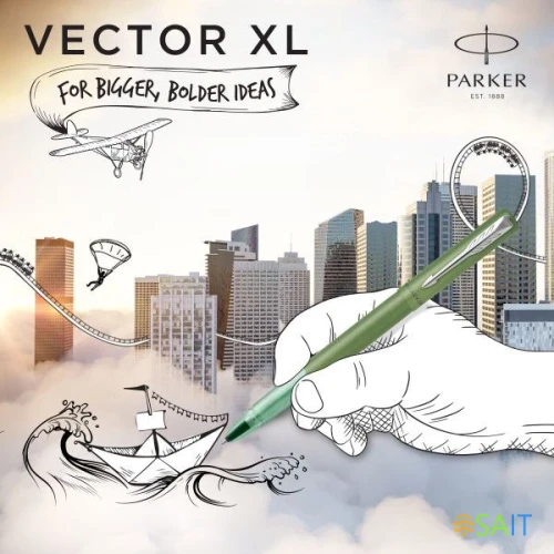 Ручка роллер Parker Vector XL (2159777) зеленый F черн. черн. подар.кор.