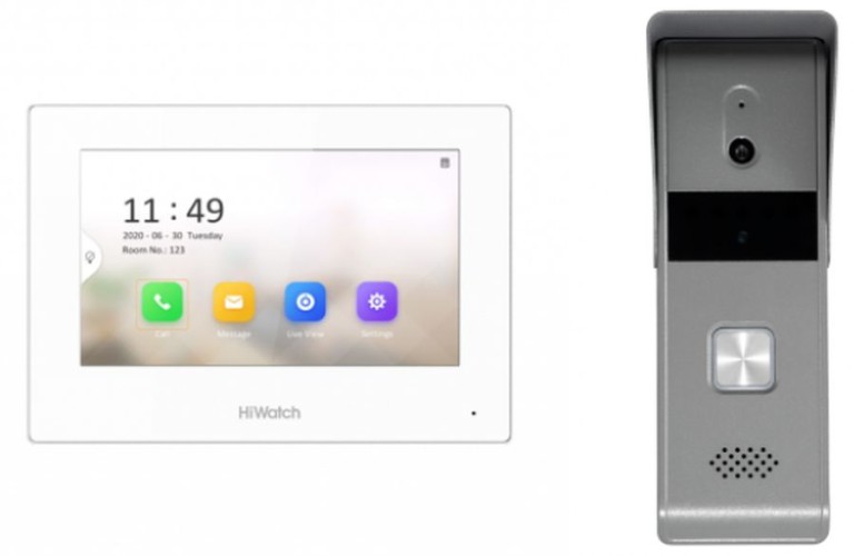 Видеодомофон HiWatch DS-D100HKWF белый