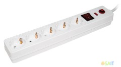 Сетевой фильтр IEK СФ-05К 1.5м (5 розеток) белый (коробка)