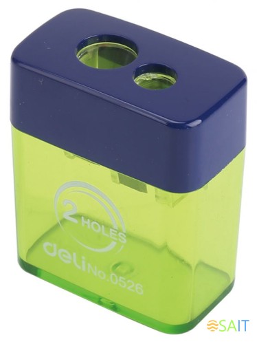 Точилка для карандашей ручная Deli E0526 2 отверстия пластик ассорти блистер