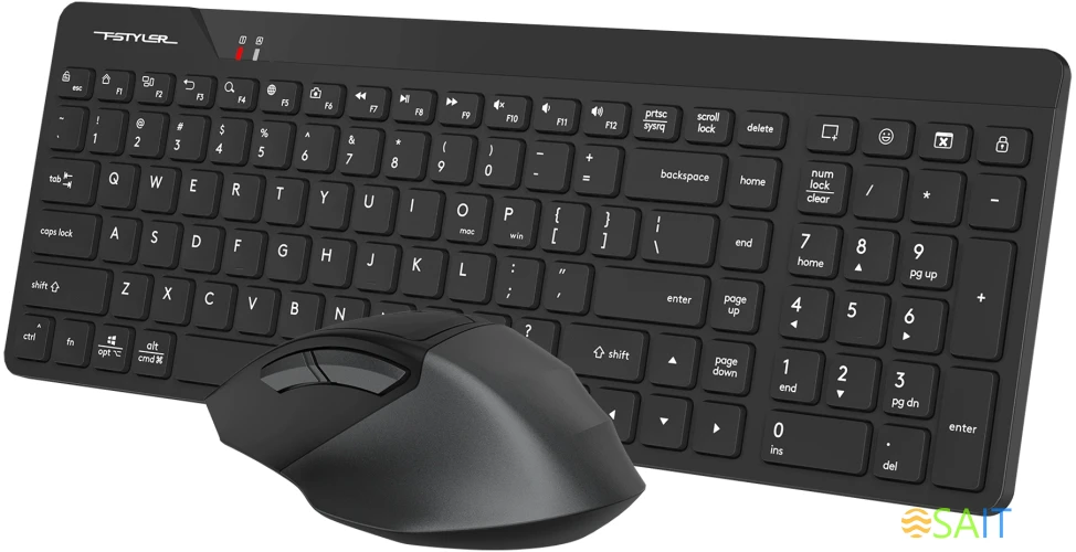 Клавиатура + мышь A4Tech Fstyler FG2400 Air2 клав:черный мышь:черный USB беспроводная slim (FG2400 AIR2 BLACK)