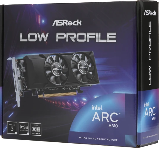 Видеокарта Asrock PCI-E 4.0 A310 LP 4G INTEL ARC A310 4Gb 64bit GDDR6 2000/15500 HDMIx1 DPx1 HDCP Ret low profile