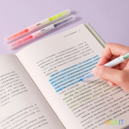 Набор текстовыделителей Deli EU736 скошенный пиш. наконечник двухсторонний 6цв. ассорти ПЭТ-бокс (6шт.)