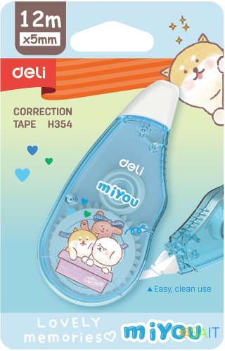 Лента коррект. Deli EH354 12мx5мм ассорти корпус белый блистер