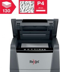 Шредер Rexel Optimum AutoFeed 130X черный с автоподачей (секр.P-4) фрагменты 130лист. 44лтр. скрепки скобы пл.карты