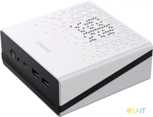 ПК Мини Chuwi UBox Ryzen 5 6600H (3.3) 16Gb SSD512Gb 660M Windows 11 Professional 2x2.5GbitEth WiFi BT 90W белый/черный