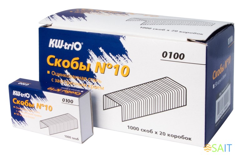Скобы для степлера N10 Kw-Trio 0100/20 оцинкованные (упак.:20x1000шт.)