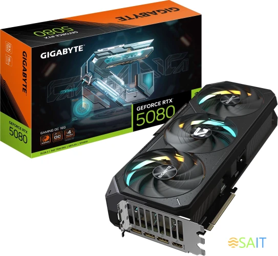 Видеокарта Gigabyte PCI-E 4.0 GV-N5080GAMING OC-16GD 1.0 NVIDIA GeForce RTX 5080 16Gb 256bit GDDR7 2550/23000 HDMIx1 DPx3 HDCP Ret