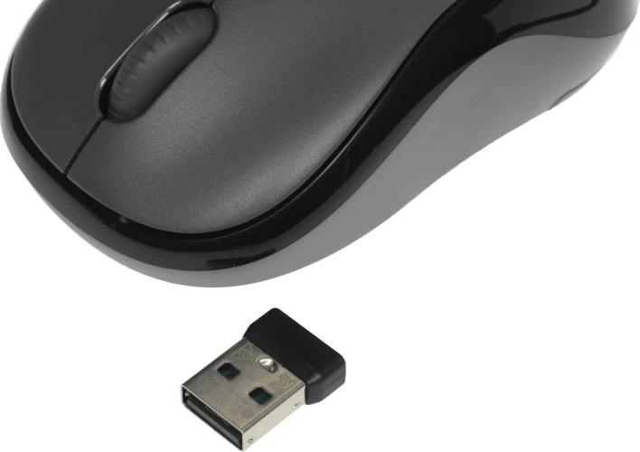 Мышь Logitech Silent M220 темно-серый/черный оптическая 1000dpi silent беспров. USB 2but (910-004895)