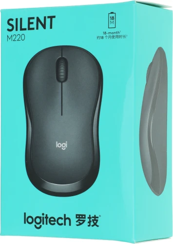 Мышь Logitech Silent M220 темно-серый/черный оптическая 1000dpi silent беспров. USB 2but (910-004895)