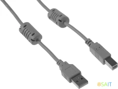 Кабель USB A(m) USB B(m) 1.8м феррит.кольца серый