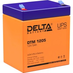 Батарея DELTA серия DTM, DTM 1205, напряжение 12В, емкость 5Ач (разряд 20 часов),  макс. ток разряда (5 сек.) 75А, макс. ток заряда 1.5А, свинцово-кислотная типа AGM, клеммы F2, ДxШxВ 90х70х101мм., вес 1.8кг., срок службы 6 лет. Delta UPS DTM 1205 (12V / 