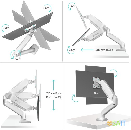 Кронштейн для мониторов Onkron G80W белый 13"-32" макс.8кг настольный поворот и наклон верт.перемещ.