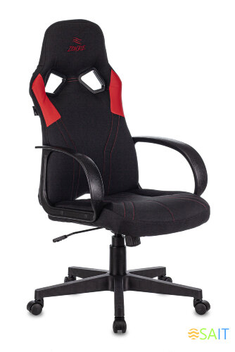 Кресло игровое Zombie RUNNER черный/красный ткань/эко.кожа крестов. пластик