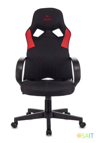 Кресло игровое Zombie RUNNER черный/красный ткань/эко.кожа крестов. пластик