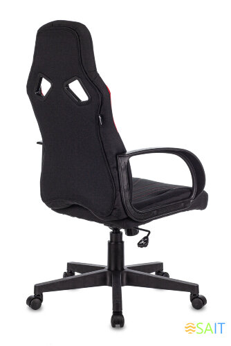 Кресло игровое Zombie RUNNER черный/красный ткань/эко.кожа крестов. пластик