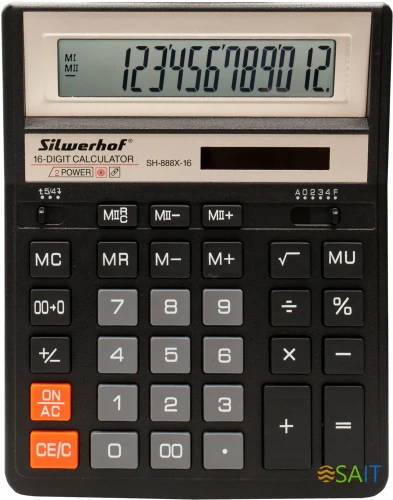 Калькулятор настольный Silwerhof SH-888X-16 черный 16-разр.