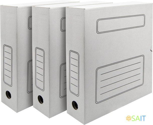 Короб архивный Silwerhof микрогофрокартон корешок 75мм A4 белый (упак.:3шт)