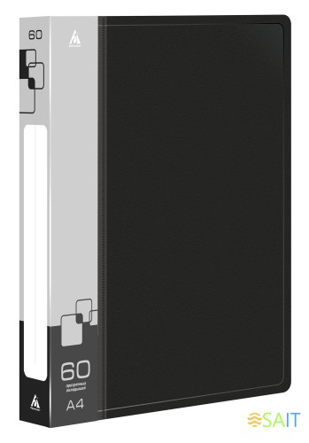 Папка с 60 прозр.вклад. Бюрократ -BPV60 A4 пластик 0.7мм торц.карм с бум. встав ассорти