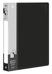 Папка с 60 прозр.вклад. Бюрократ -BPV60 A4 пластик 0.7мм торц.карм с бум. встав ассорти