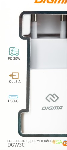 Сетевое зар./устр. Digma DGW3C 30W 3A (PD) USB-C универсальное белый (DGW3C0F010WH)