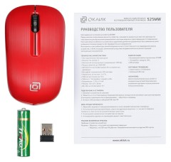 Мышь Оклик 525MW черный/красный оптическая 1000dpi беспров. USB для ноутбука 3but (1090720)