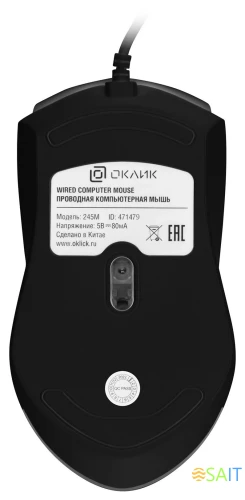 Мышь Оклик 245M черный оптическая 1000dpi USB 3but (471479)