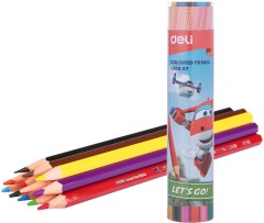 Карандаши цв. Deli EC00807 Super Wings шестигран. тополь 12цв. туба пл.