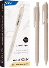 Ручка шариков. автоматическая Deli Arrow EQ24-BK прозрачный/белый d=0.7мм черн. черн.