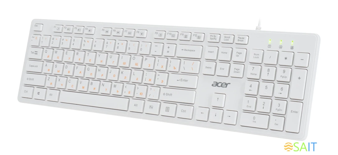 Клавиатура Acer OKW123 белый USB Multimedia (ZL.KBDEE.00D)