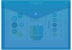 Конверт на кнопке Бюрократ -PK804A5BLU A5 пластик 0.18мм синий