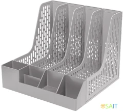 Лоток вертикальный Deli E9849 GREY 4отд. сборный для бумаг 325x320x275мм серый пластик пластиковый пакет