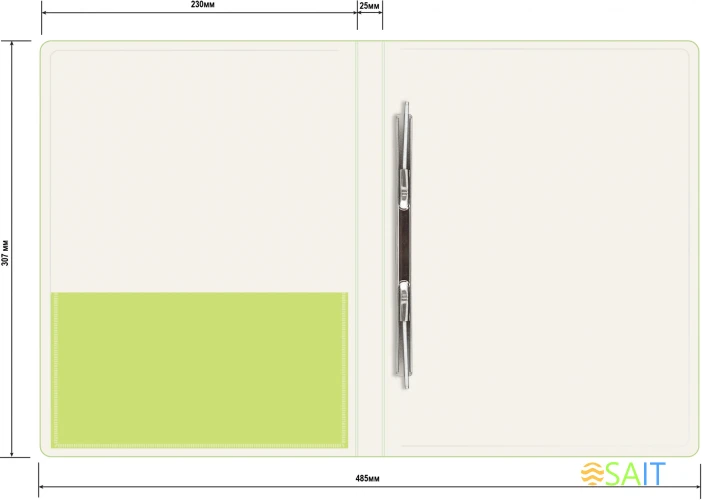 Папка метал.пруж.скоросш. Бюрократ Double Neon DNE07PLETT A4 пластик 0.7мм кор.27мм карм.прод.внут. салатовый