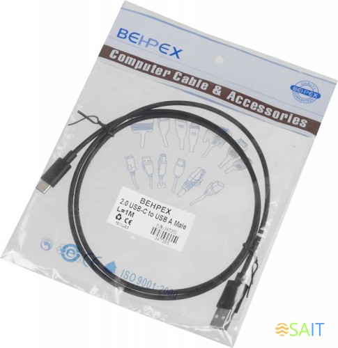 Кабель USB (m)-USB Type-C (m) 1м черный