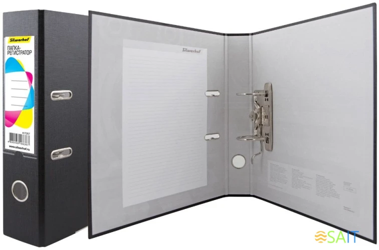 Папка-регистратор Silwerhof A4 75мм ПВХ/бумага черный мет.окант. сборная (упак.:2шт)