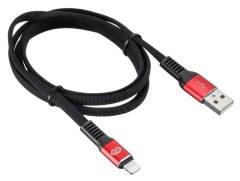 Кабель Digma LIGHT-1.2M-FLAT-BLK USB (m)-Lightning (m) 1.2м черный/красный плоский