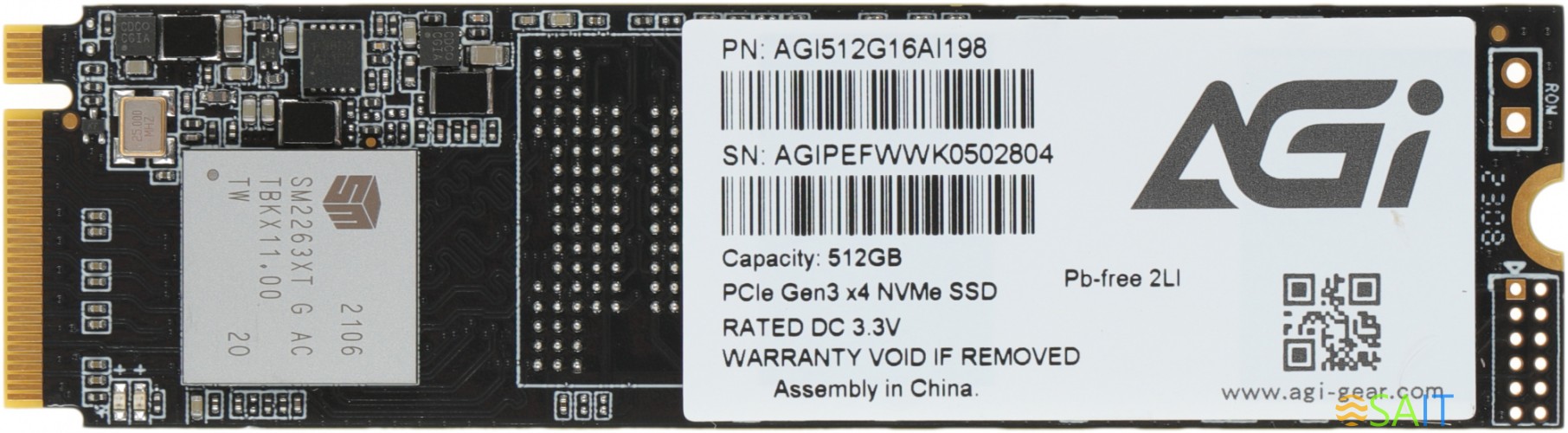 Накопитель SSD AGi PCIe 3.0 x4 512GB AGI512G16AI198 AI198 M.2 2280
