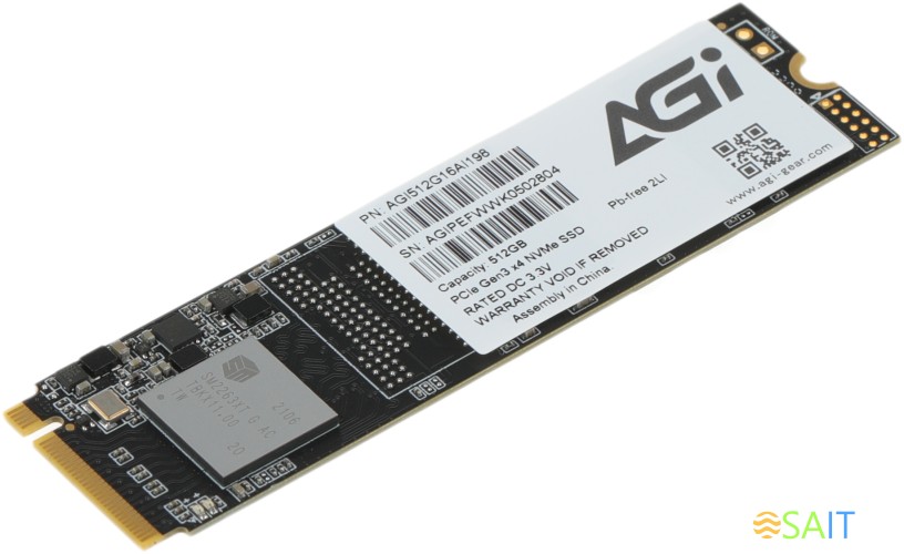 Накопитель SSD AGi PCIe 3.0 x4 512GB AGI512G16AI198 AI198 M.2 2280