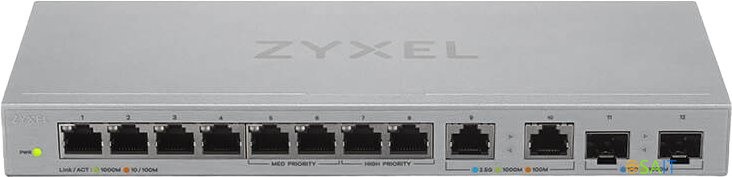 Коммутатор Zyxel XGS1010-12-ZZ0102F (L2) 8x1Гбит/с 2x2.5Гбит/с 2SFP+ неуправляемый