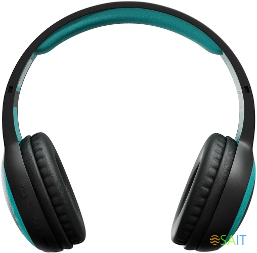 Гарнитура накладные Digma BT-15 черный/голубой беспроводные bluetooth оголовье (BT-15BLB)