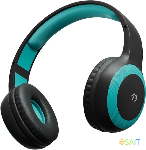 Гарнитура накладные Digma BT-15 черный/голубой беспроводные bluetooth оголовье (BT-15BLB)