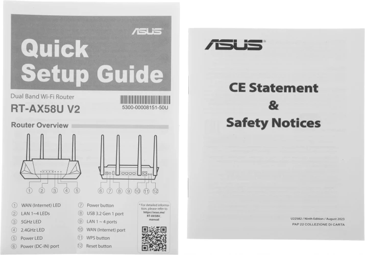 Роутер беспроводной Asus RT-AX58U AX3000 10/100/1000BASE-TX черный