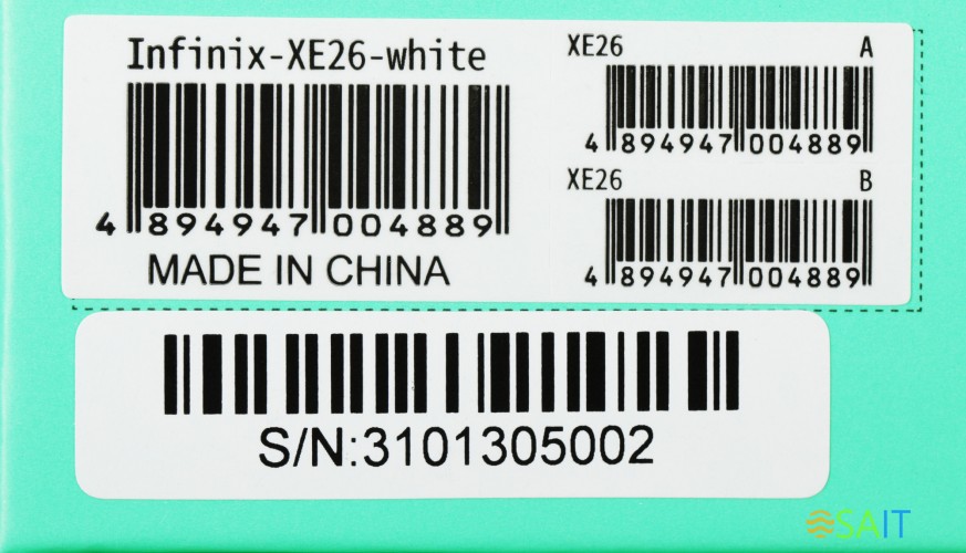 Гарнитура внутриканальные Infinix XBuds XE26 белый беспроводные bluetooth в ушной раковине (10311752)