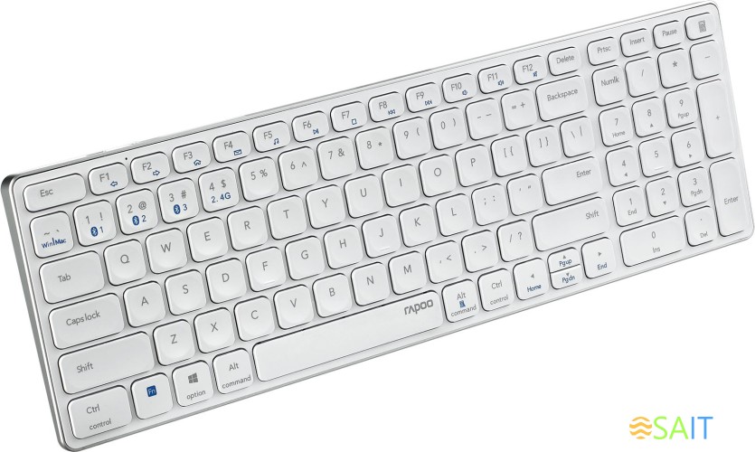 Клавиатура Rapoo E9700M белый USB беспроводная BT/Radio slim Multimedia для ноутбука (14516)