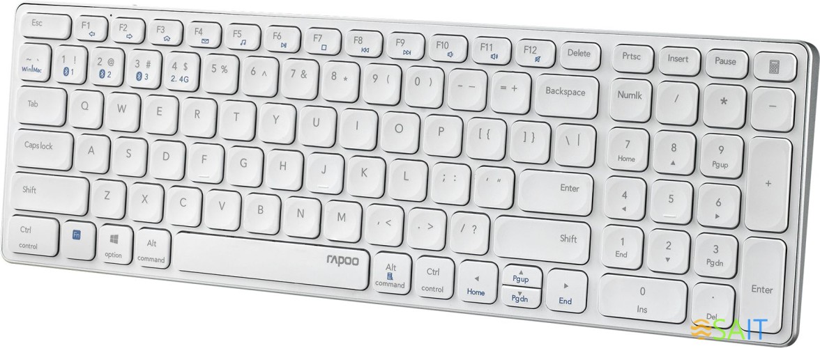 Клавиатура Rapoo E9700M белый USB беспроводная BT/Radio slim Multimedia для ноутбука (14516)