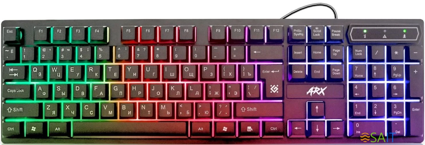 Клавиатура Defender Arx GK-196L RU черный USB for gamer LED